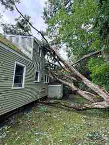 July 4th storm damage in Torrington showing a tree having come down on a home.